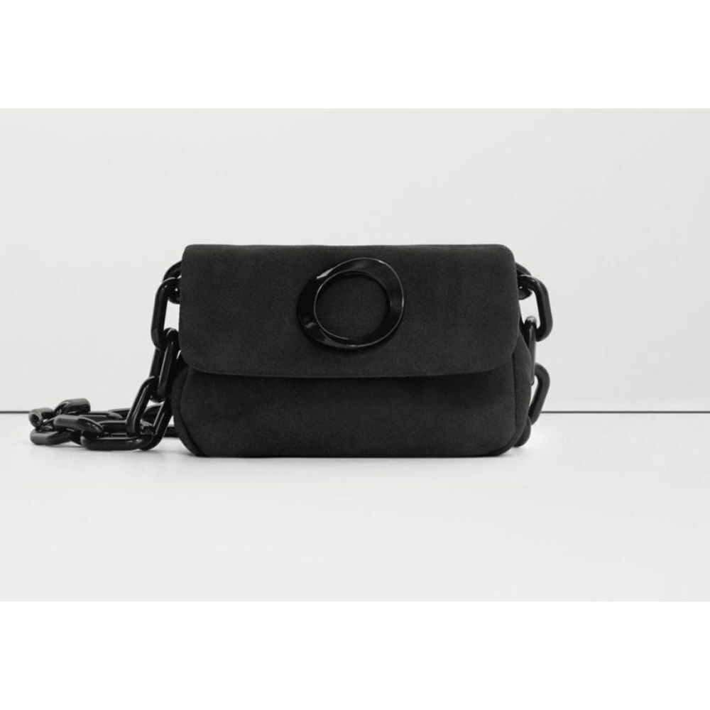 Vintage Mango O-Pochette Suede Mini Carry-on Bag.